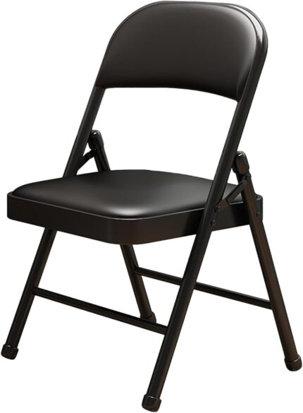 1 Pack Bulk Folding Chairs with Padded Cushion, Single Black Steel