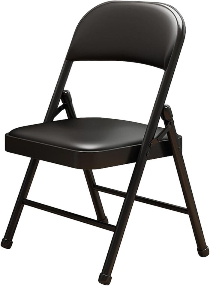 1 Pack Bulk Folding Chairs with Padded Cushion, Single Black Steel