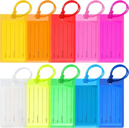 10 Pack Luggage Tags for Suitcases, Airplane Travel Essentials for
