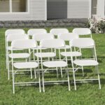 10 Pack White Folding Chairs, Plastic Folding Chairs Outdoor Indoor,