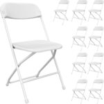 10 Pack White Folding Chairs, Portable Party Chairs, Plastic Folding