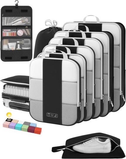 10 Set Compression Packing Cubes for Travel Essentials,Compressible