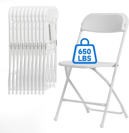 100 PCS Plastic Folding Chair, Portable Commercial Chair, 650 LB