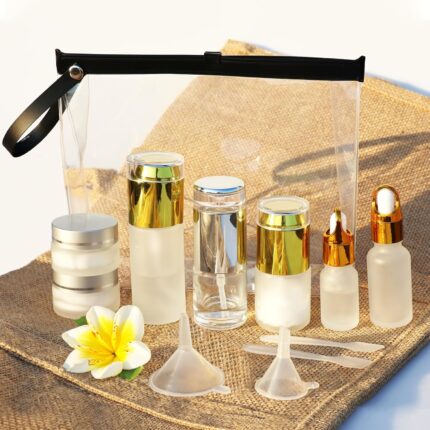 12Pack Premium Glass Travel Size Bottles, Mini Makeup Containers