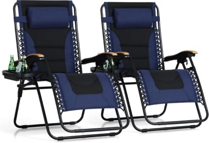 PHI VILLA XXL Oversized Padded Zero Gravity Chair, Foldable Patio