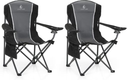 ALPHA CAMP Oversized Camping Folding Chair - Heavy Duty Steel Frame