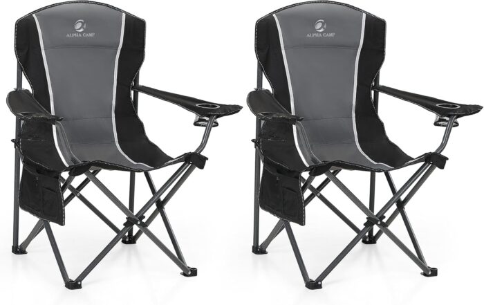ALPHA CAMP Oversized Camping Folding Chair - Heavy Duty Steel Frame