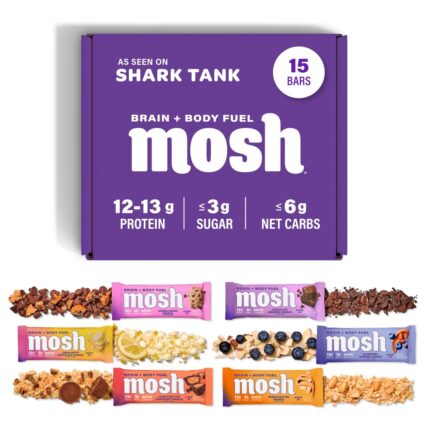 MOSH Variety Pack Keto Protein Bars, High Fiber, Low Carb, Gluten