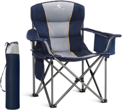 LET'S CAMP Folding Camping Chair Oversized Heavy Duty Padded Outdoor