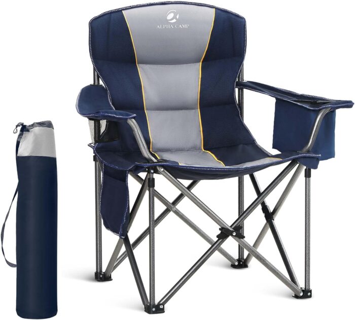 LET'S CAMP Folding Camping Chair Oversized Heavy Duty Padded Outdoor