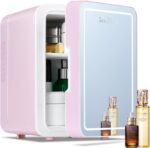 Iceblue Skincare Fridge with Dimmable LED Light Mirror, 4L Compact