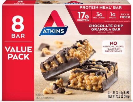 Atkins Chocolate Chip Granola Protein Meal Bar, High Fiber, 17g