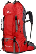 Bseash 60L Waterproof Hiking Camping Backpack with Rain Cover, Large