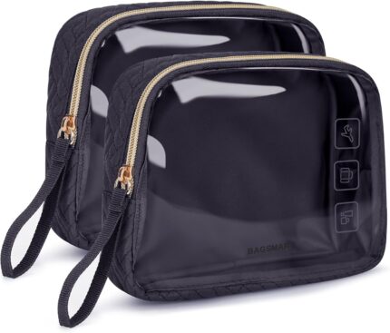 BAGSMART TSA Approved Toiletry Bag, 2 Pack Clear Makeup Cosmetic Bag
