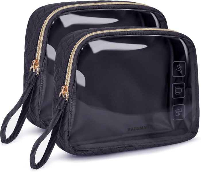 BAGSMART TSA Approved Toiletry Bag, 2 Pack Clear Makeup Cosmetic Bag