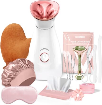Colorfarm Facial Steamer Skin Care Set: Face Steamer Home Spa Kit Deep