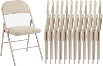 Sweetcrispy Folding Chair 12 Pack, Leather Padded Folding Chairs,