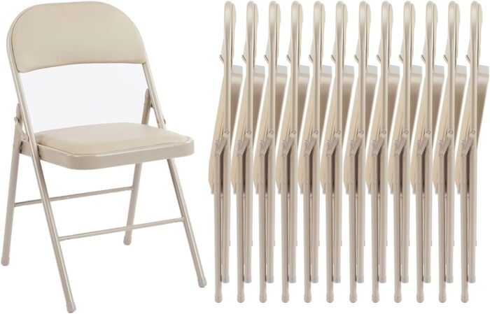 Sweetcrispy Folding Chair 12 Pack, Leather Padded Folding Chairs,