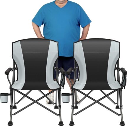 2 Pack Oversized Folding Camping Chair for Adults，Supports 450 lbs