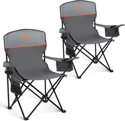 2 Pack Portable Camping Chair for Adults, Folding Outdoor Camp Chair
