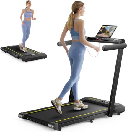 2 in 1 Folding Treadmill, 2.5HP Under Desk Treadmill