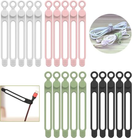 [20Park]UMUST Silicone Cable Ties,Reusable Cable Management Organizer,