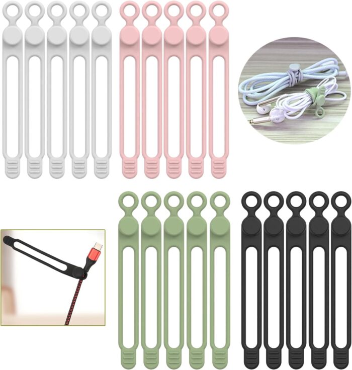 [20Park]UMUST Silicone Cable Ties,Reusable Cable Management Organizer,