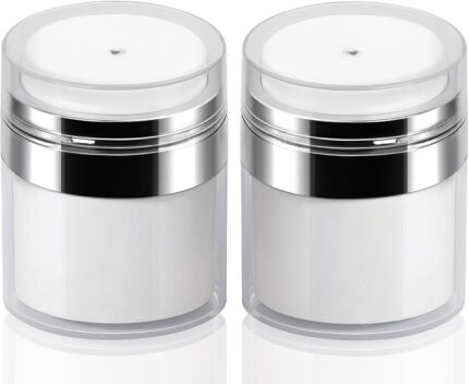 2Pack 50ml Airless Pump Jar - 1.7 Oz Moisturizer Pump Dispenser,