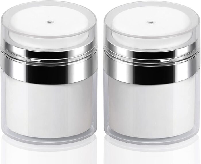 2Pack 50ml Airless Pump Jar - 1.7 Oz Moisturizer Pump Dispenser,