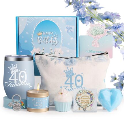 40th Birthday Gifts for Women, Birthday Gifts Ideas Baskets, 9 Pieces