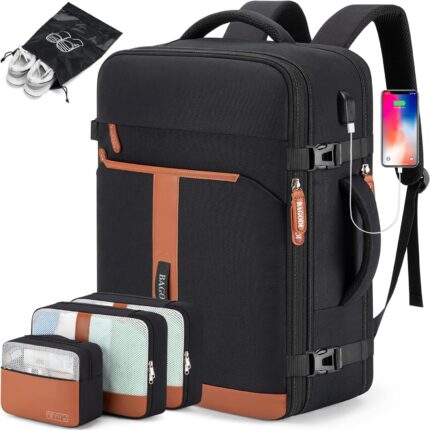42L Travel Laptop Backpack, Expandable Carry-on Luggage, Anti-Theft