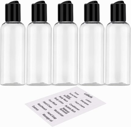 5 Pack 3.4 oz Travel Bottles for Toiletries TSA Approved Leakproof