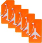 5 Pack Silicone Luggage Tag for Suitcases with Stainless Loop, TSA