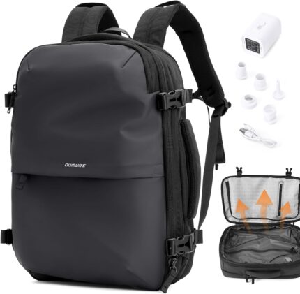60L Expandable Vacuum Backpack with Air Pump for Long Travel with