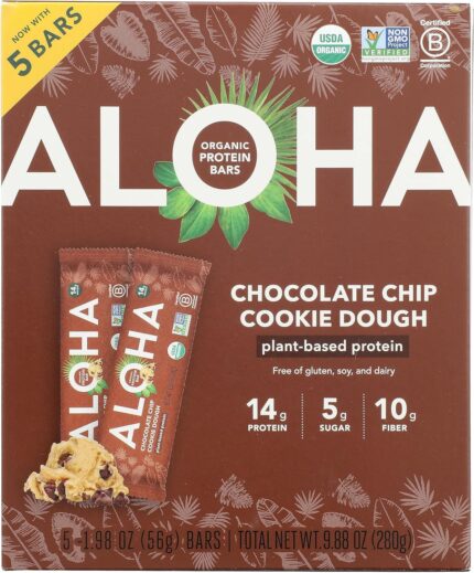 ALOHA Organic Plant Based Protein Bars, Chocolate Chip Cookie Dough,