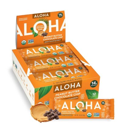 ALOHA Organic Plant Based Protein Bars |Peanut Butter Chocolate Chip |