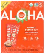 ALOHA Organic Plant Based Protein Bars, Peanut Butter Cup , 1.98-Ounce