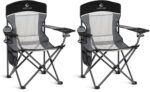 ALPHA CAMP 2PC Oversized Mesh Back Camping Folding Chair Heavy Duty