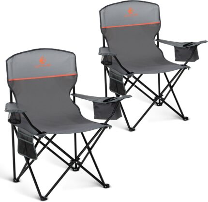 ALPHA CAMP Camping Chair 2 Pack Portable Chair with 3-Can Cooler