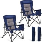 ALPHA CAMP Heavy Duty High Back Camping Chairs with Cup Holder