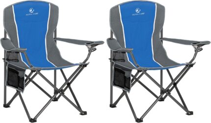 ALPHA CAMP Oversized Camping Folding Chair - Heavy Duty Steel Frame