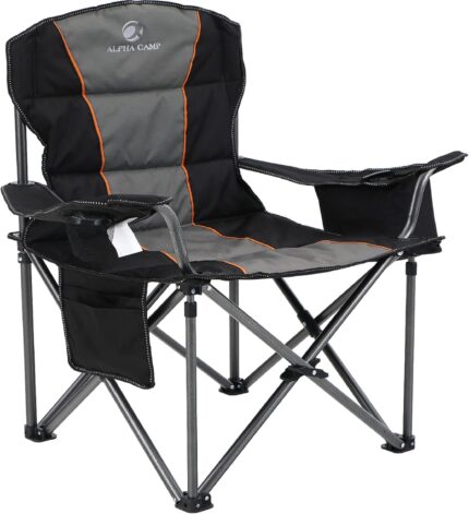 ALPHA CAMP Oversized Camping Folding Chair, Heavy Duty Support 450 LBS