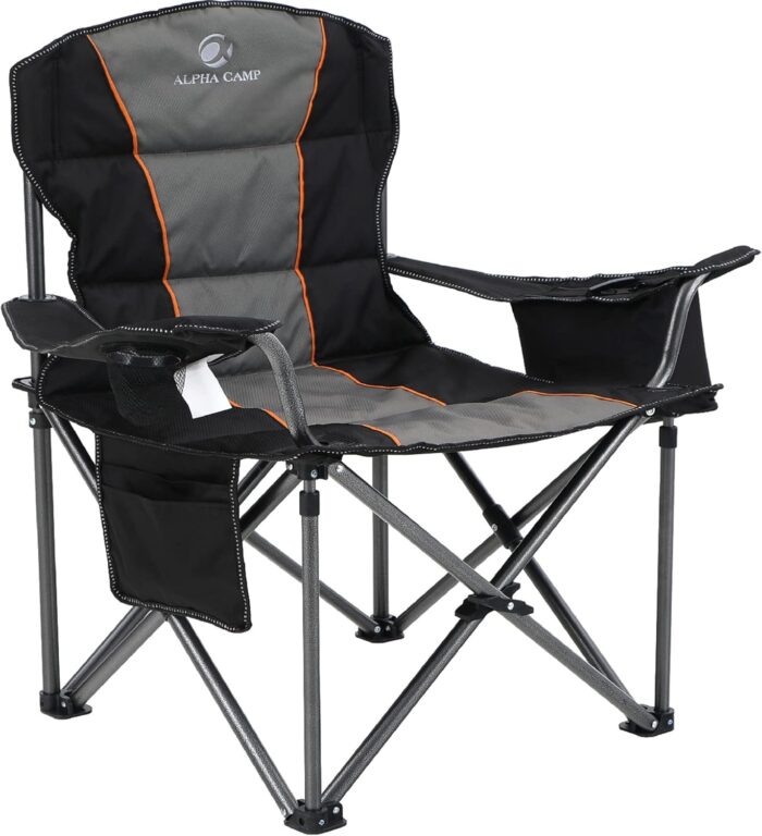 ALPHA CAMP Oversized Camping Folding Chair, Heavy Duty Support 450 LBS