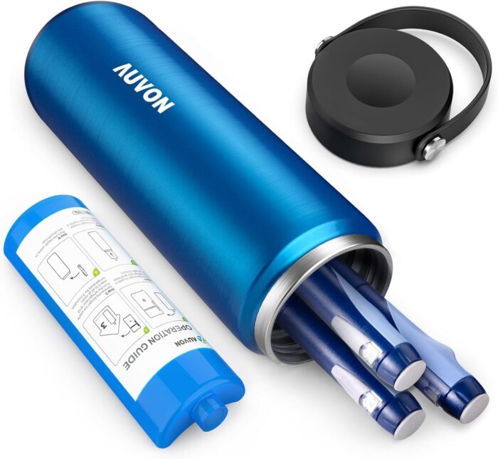 AUVON Portable Insulin Pen Cooler Travel Case for 2-3 Insulin Pens,