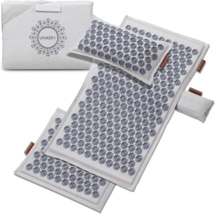 Acupressure Mat and Pillow Set,Natural Premium Linen & Coconut Fiber