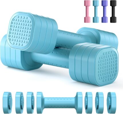 Adjustable Dumbbell Set of 2, 4 in 1 Free Weights Dumbbells