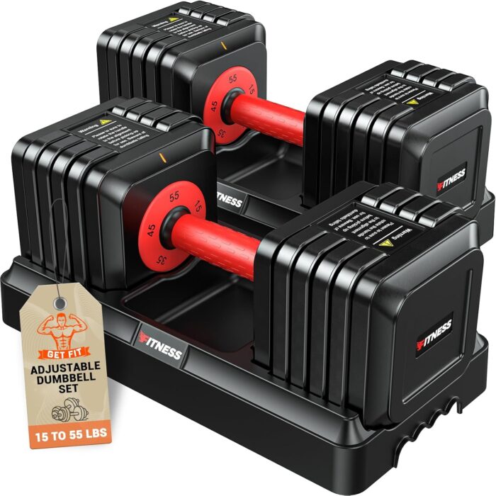 Adjustable Dumbbells Set of 2, 1-Sec Adjustable Weights