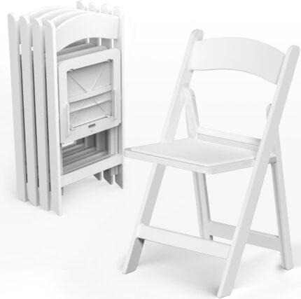 Allpop 4 Pack Resin Folding Chair with Vinyl Padded Seat, 550LB
