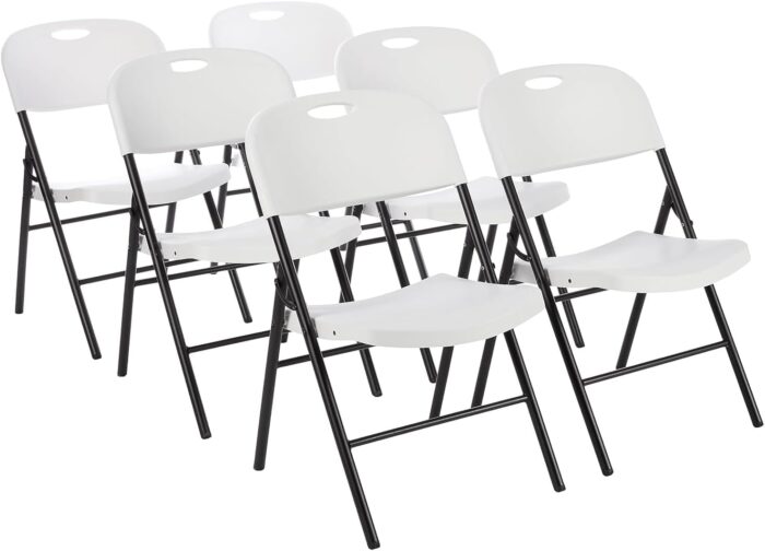 Amazon Basics Folding Plastic Chair with 350-Pound Capacity - 6-Pack,