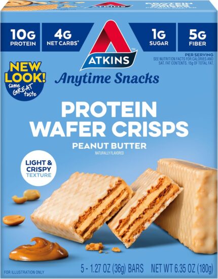 Atkins Peanut Butter Protein Wafer Crisps, Protein Dessert, 4g Net